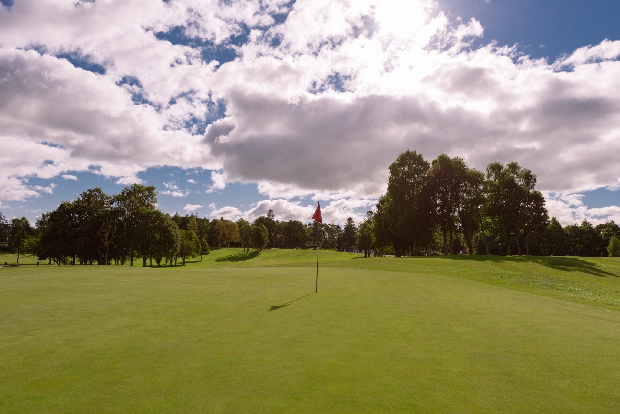 Golf course green with flag