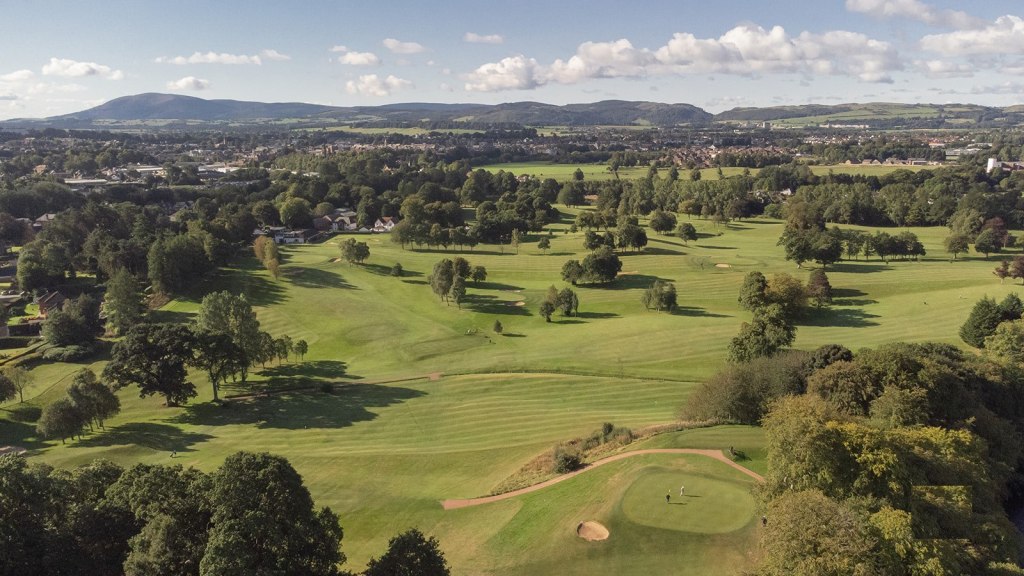 An arial view of Dumfries and County Golf Course